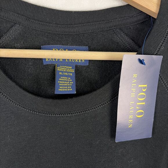 Polo Ralph Lauren Fleece Sleepwear Sweatshirt Mens XL Black Crewneck NWT - Picture 3 of 6